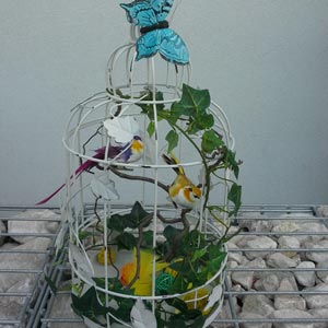 Das Blümchen - Blumen und Mehr: Blumen, Topfpflanzen, Geschenkartikel, Duftkerzen, Raumdüfte, dekorierte Blumenstöcke: Dekorationsartikel weißer Vogelkäfig