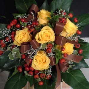 Das Blümchen - Blumen und Mehr: Blumen, Topfpflanzen, Geschenkartikel, Duftkerzen, Raumdüfte, dekorierte Blumenstöcke: Hochzeits-Floristik gelber Braut-Strauß