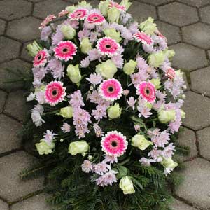 Das Blümchen - Blumen und Mehr: Blumen, Topfpflanzen, Geschenkartikel, Duftkerzen, Raumdüfte, dekorierte Blumenstöcke: Trauer-Floristik Bouquet rosafarben